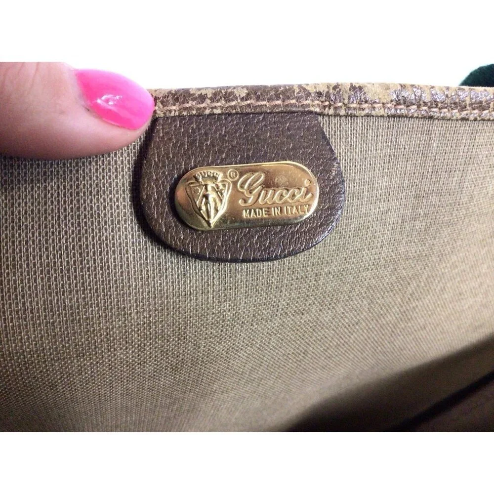 Gucci Vintage Tote Bag Shoulder Bag Handbag GG Authentic